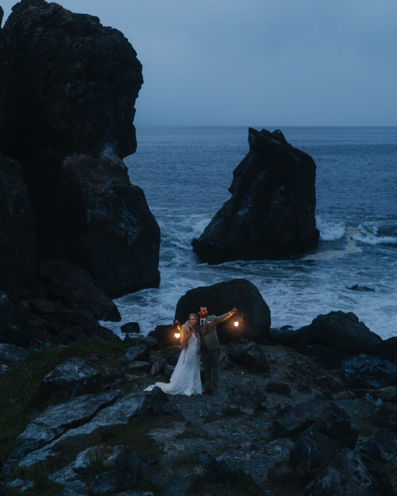 Redwoods Elopement with lanterns
