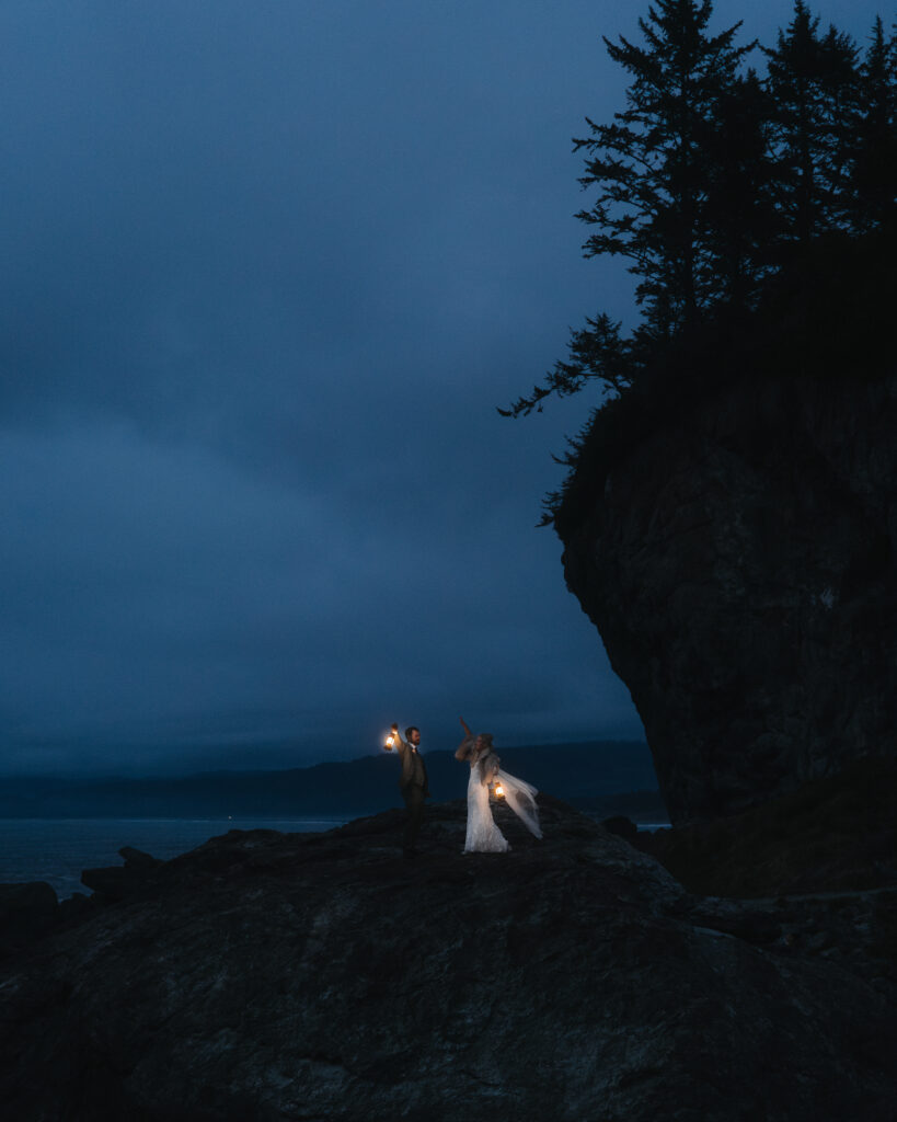 Redwoods Elopement with lanterns