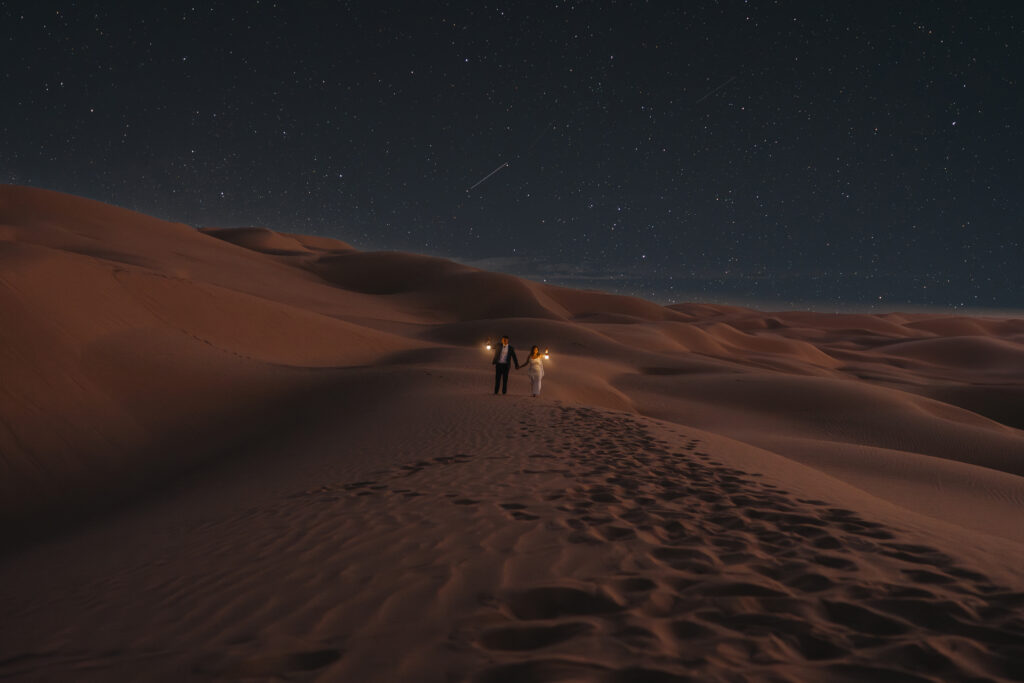 Sand Dunes Couple with Stars and Lanterns