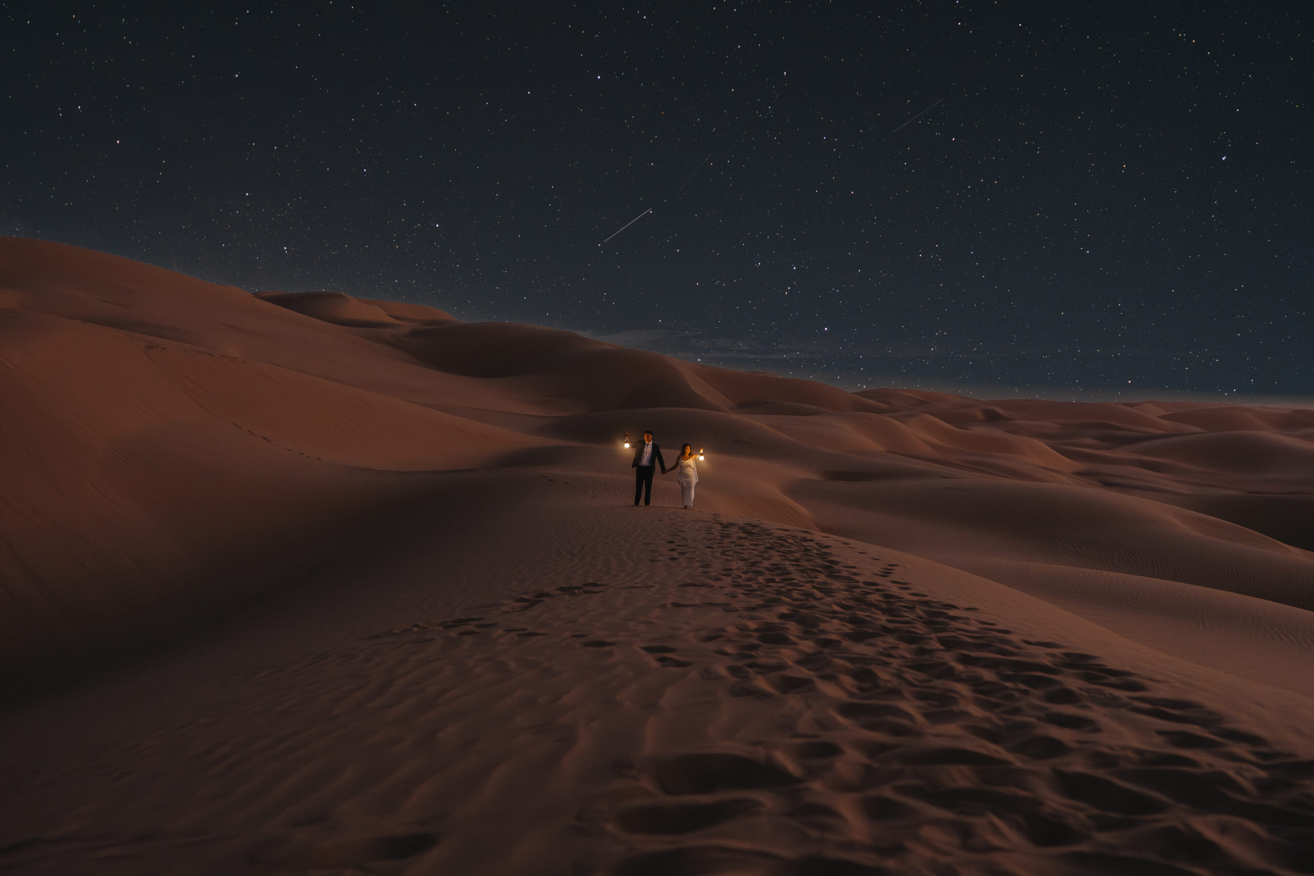 Sand Dunes Couple with Stars and Lanterns